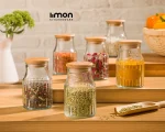 بانکه شیشه ای لیمون LIMON 230 میل درب چوبی کد 226459