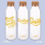 بطری آب شیشه ای یونیک Unique با درب چوبی 1100 میل کد UN-3068