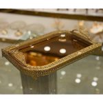 سینی پذیرایی نگین دار مدل اشکی طلایی کد ۱۳60 - Image 2